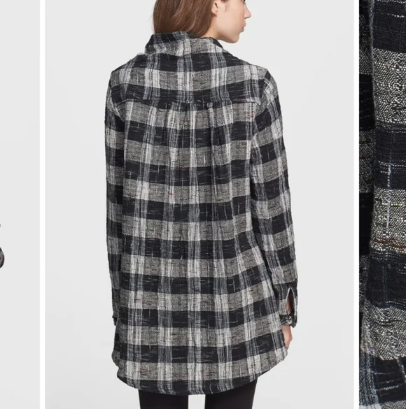 Free People Walk In The Park Plaid Tunic Top XS - Picture 2 of 16